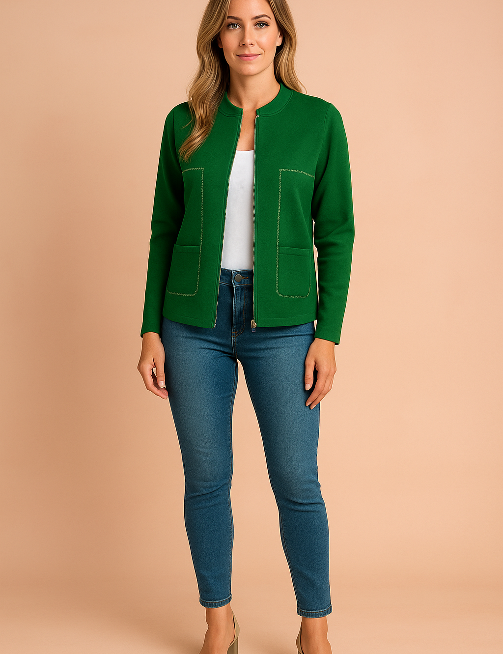 Women's Modern Blazer Stylish Zipper Design High-Quality Fabric 6