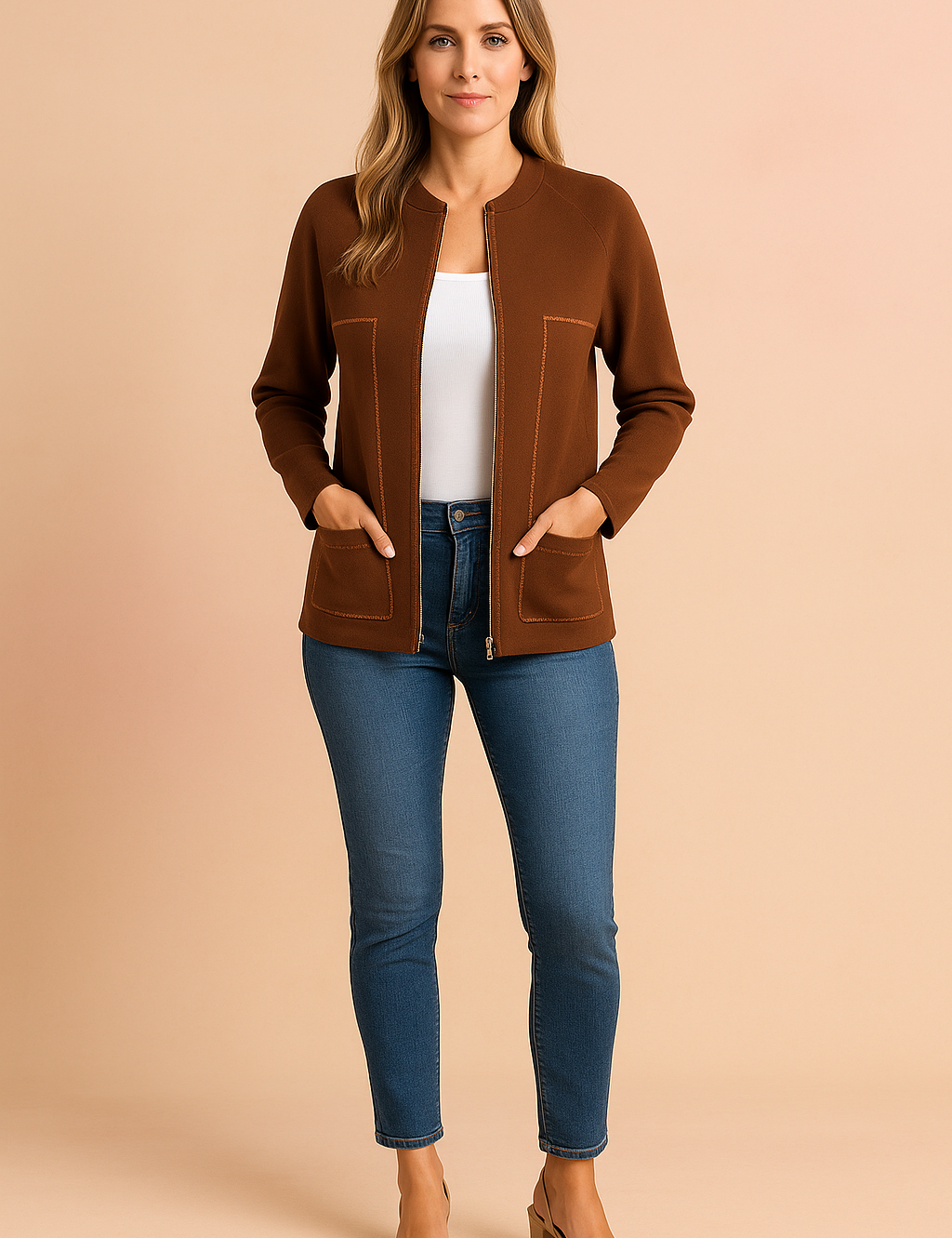 Women's Modern Blazer Stylish Zipper Design High-Quality Fabric 7