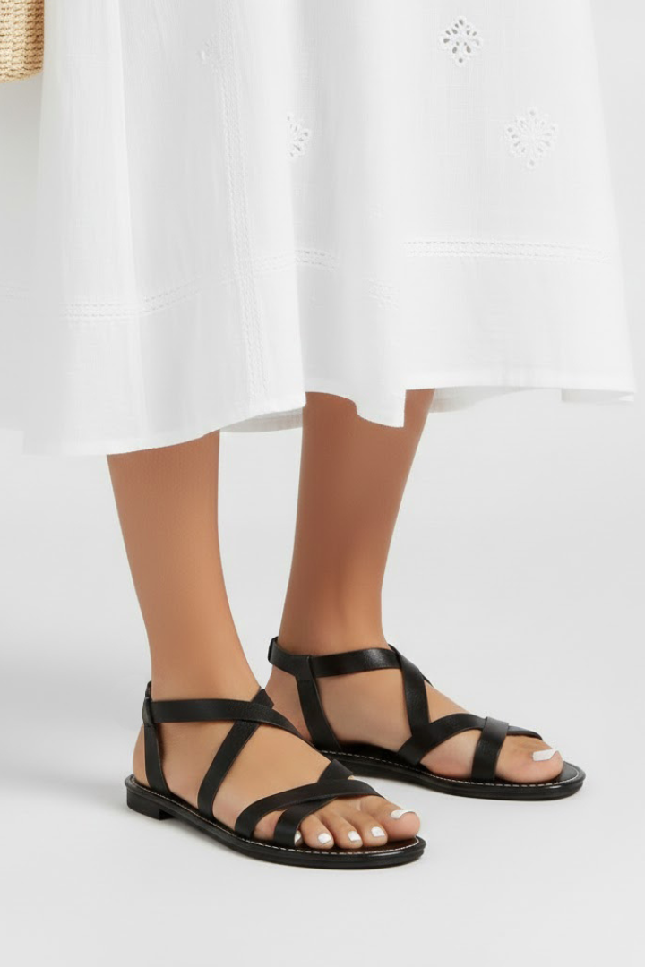 Women’s Orthopedic Flat Sandals with Arch Support and Criss-Cross Straps 2