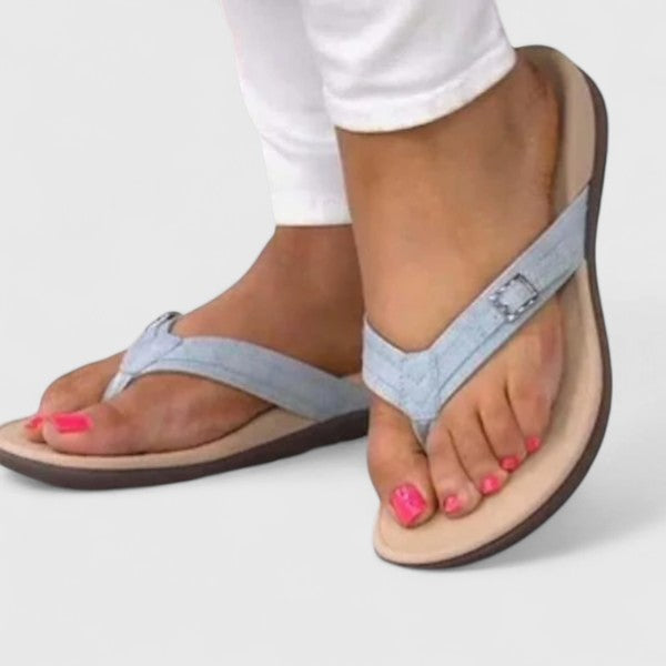 Women's Orthopedic Flip-Flop Sandals with Adjustable Buckle and Arch Support for Summer 0