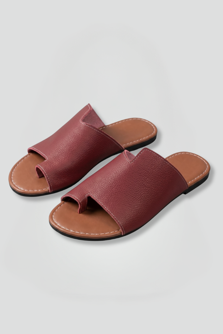 Women's Orthopedic Leather Sandals with Arch Support and Open Toe Slip-On Design 1