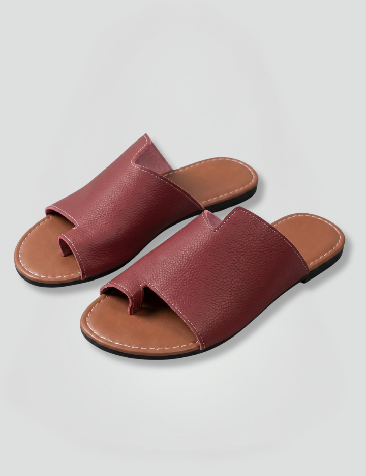 Women's Orthopedic Leather Sandals with Arch Support and Open Toe Slip-On Design 1