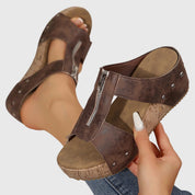Women's Orthopedic Sandals with Arch Support and Front Zip Closure for Summer Comfort 8