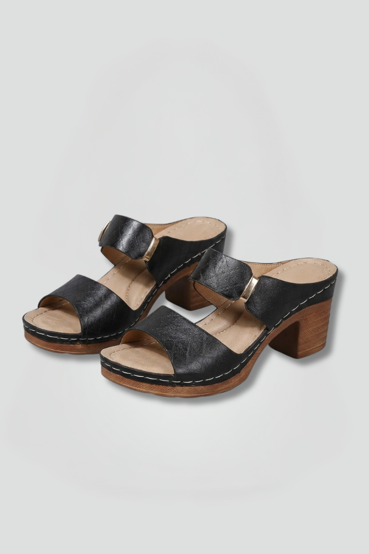 Women's Orthopedic Sandals with Arch Support and Mid Block Heel for Comfortable Everyday Wear 1