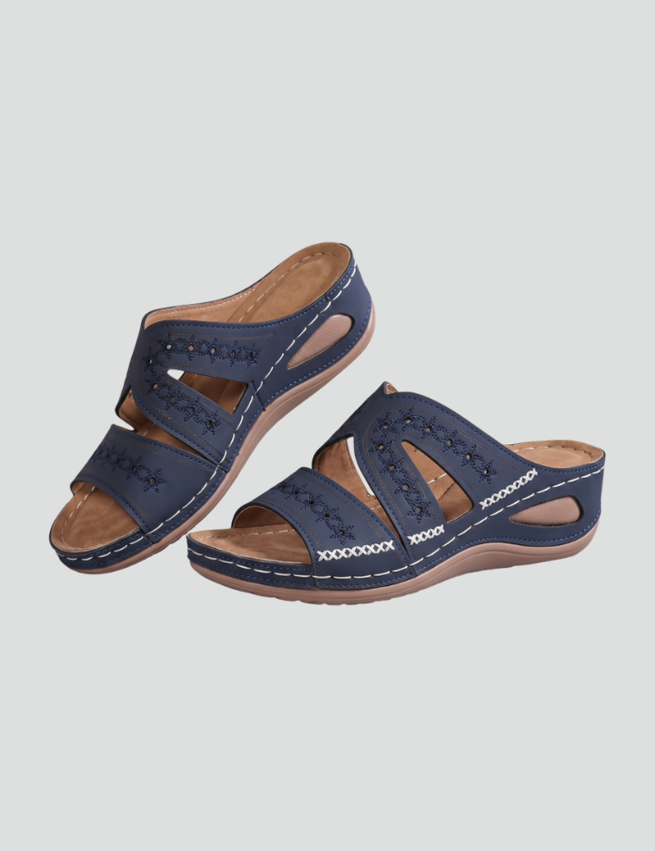 Women's Orthopedic Slip-On Sandals with Arch Support and Cutout Straps for Comfort 1