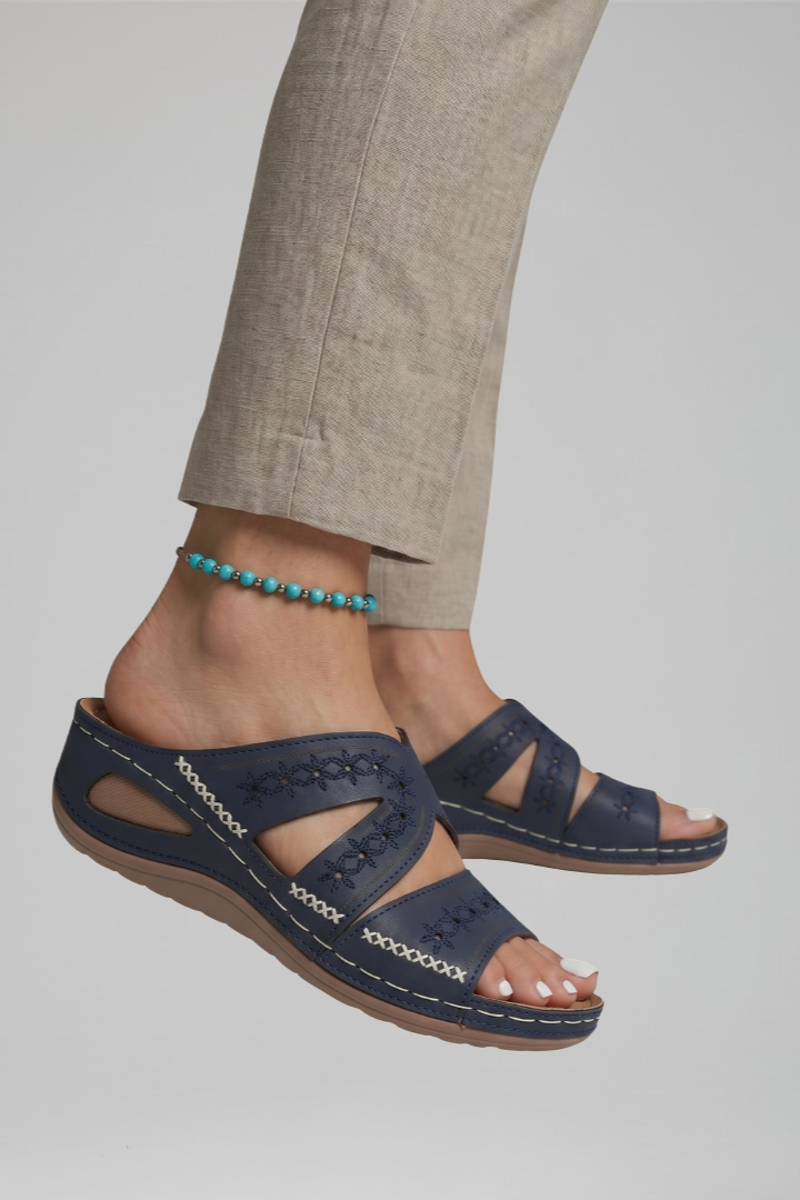 Women's Orthopedic Slip-On Sandals with Arch Support and Cutout Straps for Comfort 3