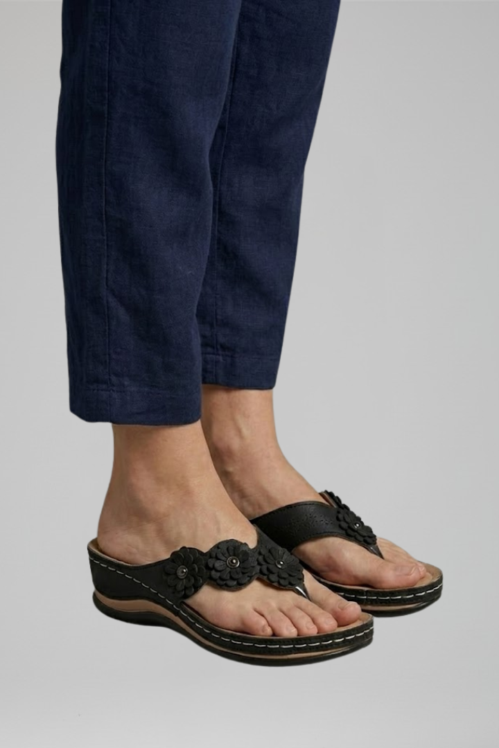 Women's Orthopedic Slip-On Sandals with Arch Support and Floral Cutouts for All-Day Comfort 3