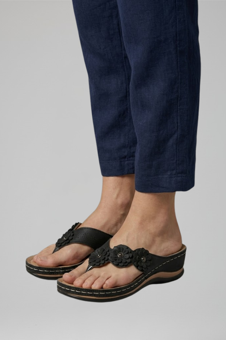 Women's Orthopedic Slip-On Sandals with Arch Support and Floral Cutouts for All-Day Comfort 4