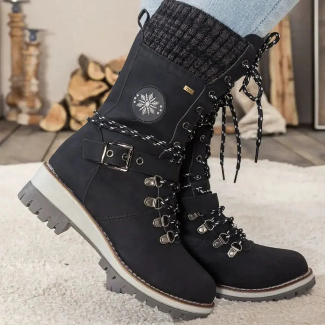 Women's Orthopedic Snow Boots with Arch Support Lace-Up and Buckle Platform Sole 1