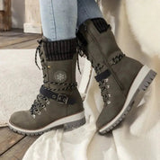Women's Orthopedic Snow Boots with Arch Support Lace-Up and Buckle Platform Sole 5