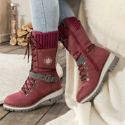 Women's Orthopedic Snow Boots with Arch Support Lace-Up and Buckle Platform Sole 6