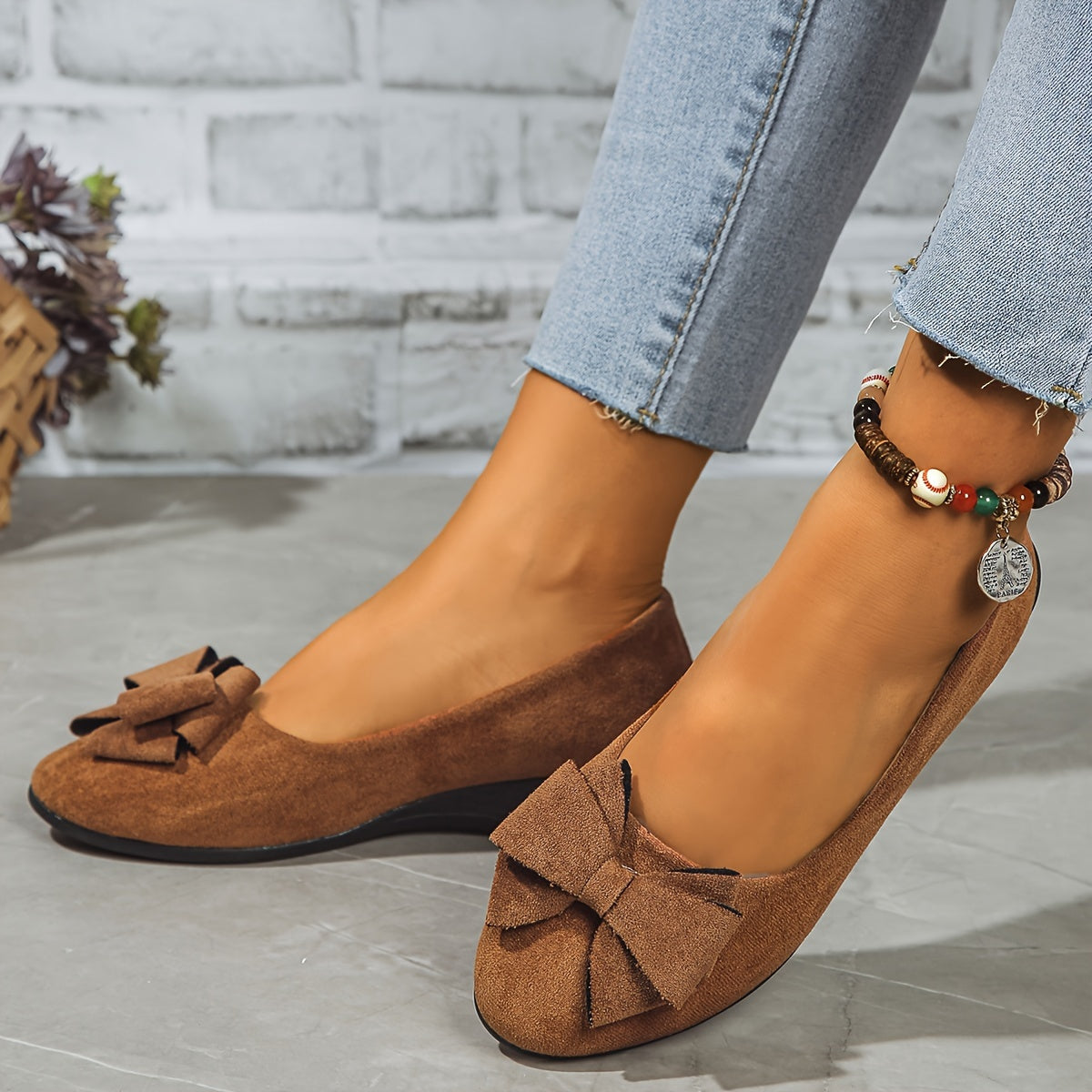 Women's Orthopedic Wedge Ballet Flats with Bow Detail 11