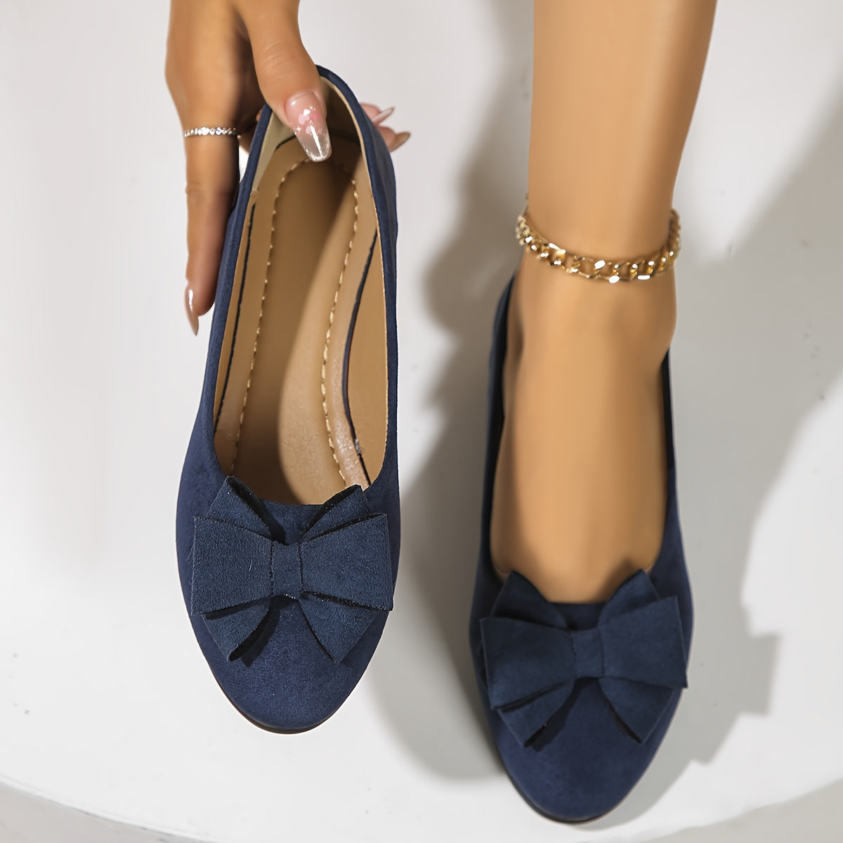Women's Orthopedic Wedge Ballet Flats with Bow Detail 7