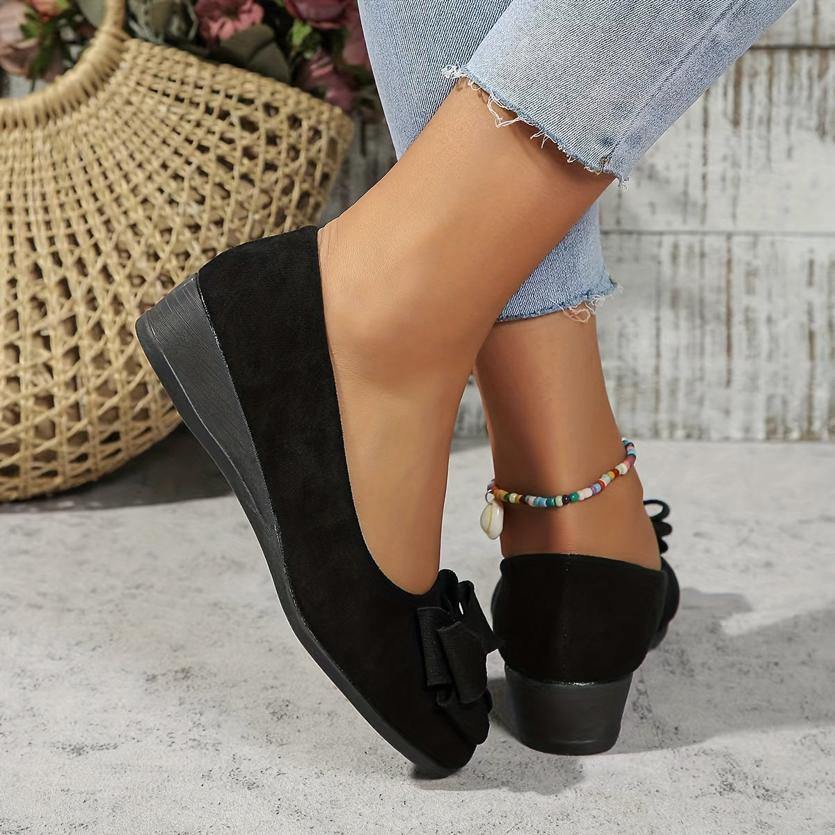 Women's Orthopedic Wedge Ballet Flats with Bow Detail 8