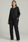 Women's Outfit: Long Sleeve Shirt & Straight Leg Trousers Set for Elegant Casual Wear 0