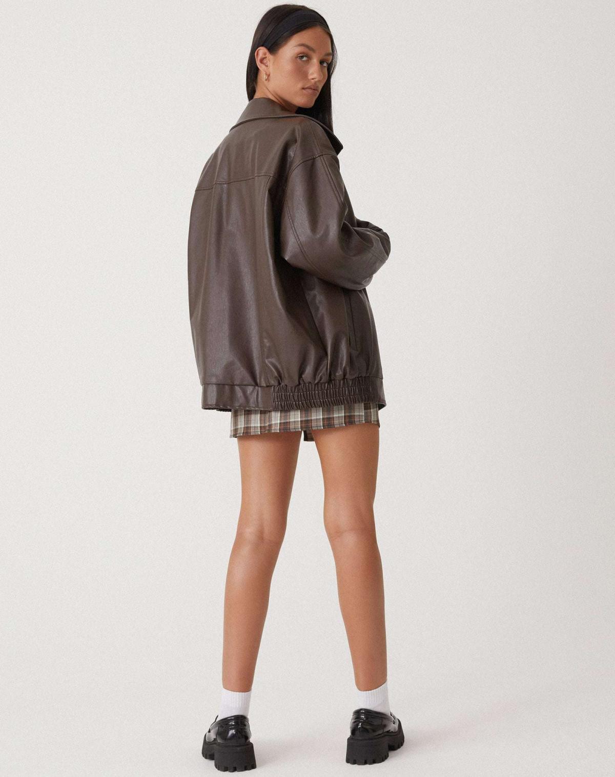 Women's Oversized Leather Jacket - Stylish Bomber Coat for Effortless Modern Looks 3