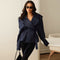 Women's Oversized Trench Coat with Self Tie Belt and Draped Lapel - Stylish Women's Coat for Transitional Weather 4