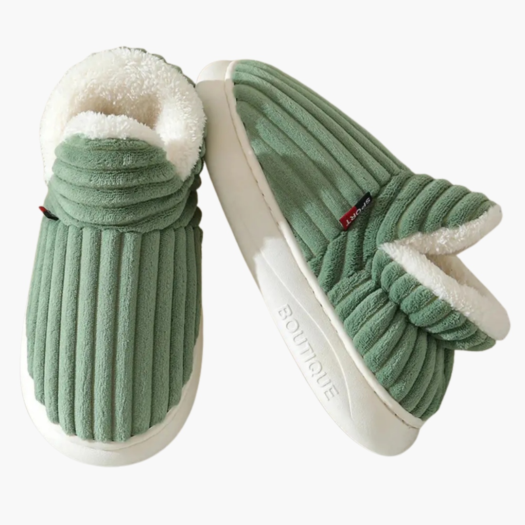 Women's Plush House Slippers with Ribbed Design for Indoor Comfort and Style 6