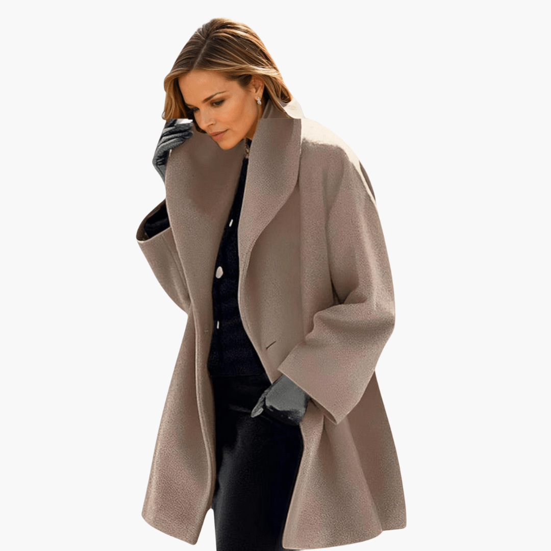 Women's Red Wide Collar Long Sleeve Jacket for Cool Weather Fashion 4