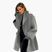 Women's Red Wide Collar Long Sleeve Jacket for Cool Weather Fashion 5