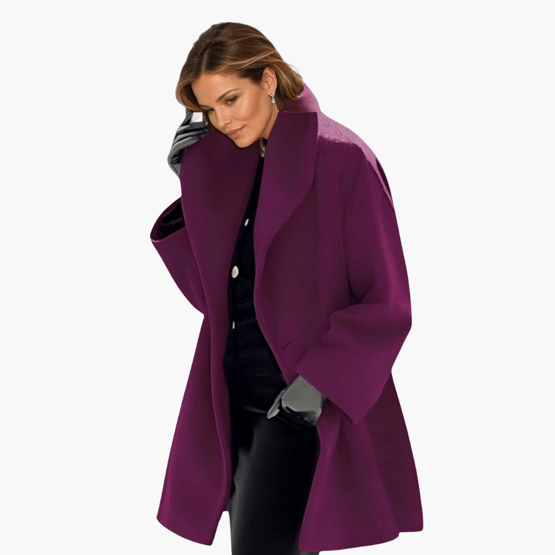 Women's Red Wide Collar Long Sleeve Jacket for Cool Weather Fashion 6