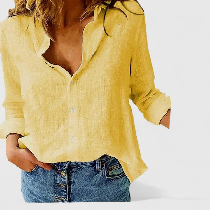 Women's Relaxed Fit Button Down Shirt with Classic Collar 9