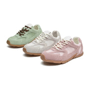 Women's Retro Lace-Up Sneakers Comfortable Cow Suede 2