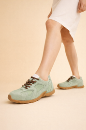 Women's Retro Lace-Up Sneakers Comfortable Cow Suede 3