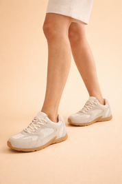 Women's Retro Lace-Up Sneakers Comfortable Cow Suede 4