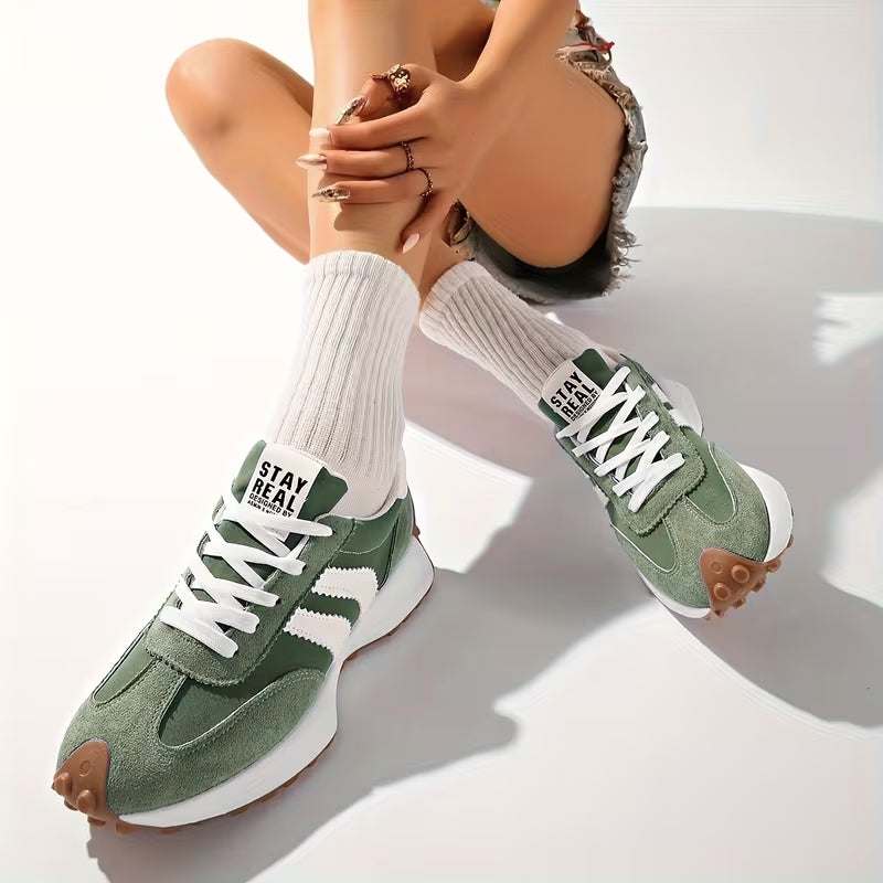 Women's Retro Platform Sneakers with Arch Support - Lace-Up Casual Trainers 1