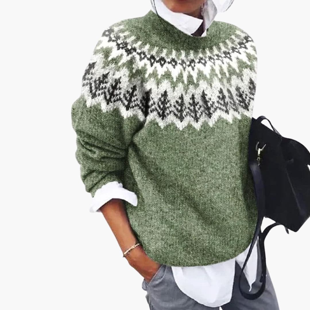 Women's Round Neck Knit Sweater - Casual and Versatile Style 0