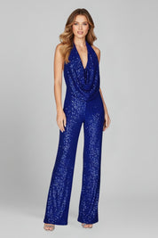 Women's Sequin Jumpsuit, Halter Neck, Wide Leg Evening Wear for Glamorous Celebrations 6