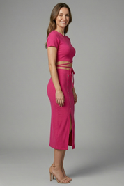 Women’s Sleeveless Crop Top and High Waist Midi Skirt Two Piece Set 3