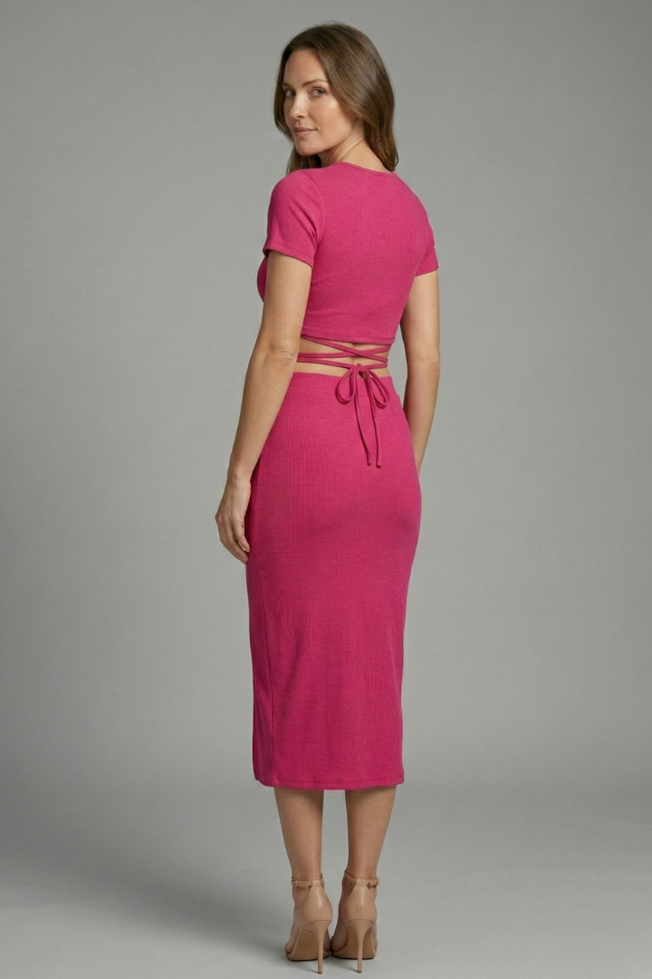 Women’s Sleeveless Crop Top and High Waist Midi Skirt Two Piece Set 4