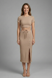 Women’s Sleeveless Crop Top and High Waist Midi Skirt Two Piece Set 6