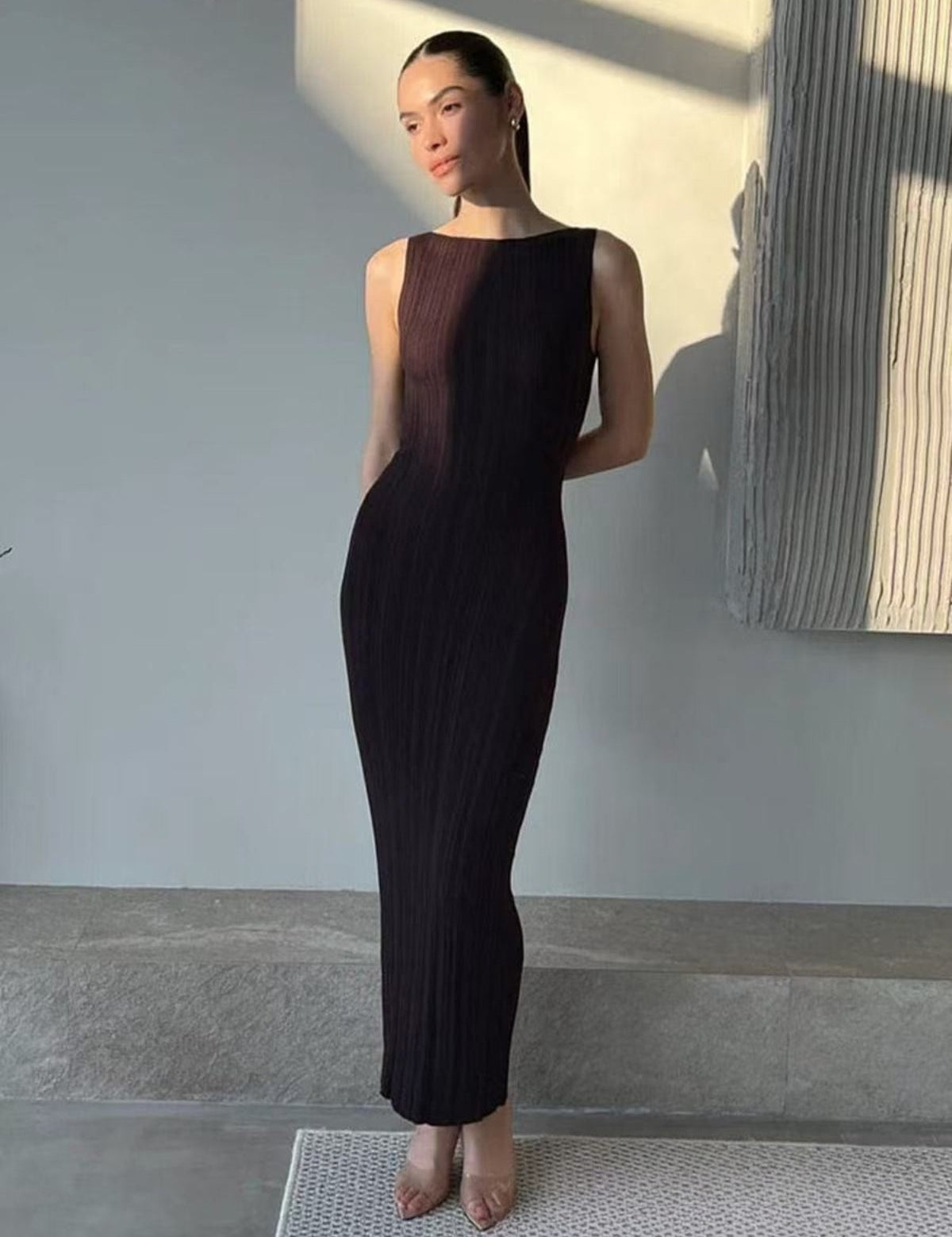 Women’s Sleeveless Ribbed Maxi Dress with Round Neck for Summer 5