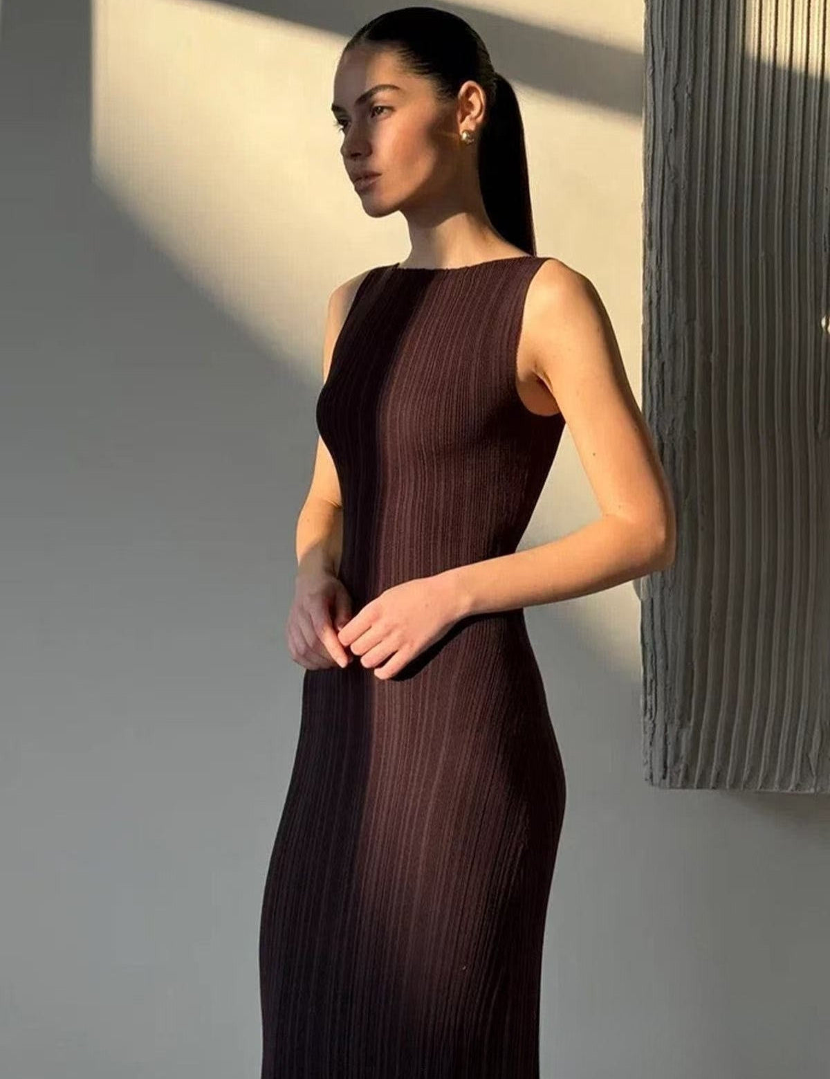 Women’s Sleeveless Ribbed Maxi Dress with Round Neck for Summer 6
