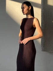 Women’s Sleeveless Ribbed Maxi Dress with Round Neck for Summer 6
