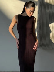 Women’s Sleeveless Ribbed Maxi Dress with Round Neck for Summer 7