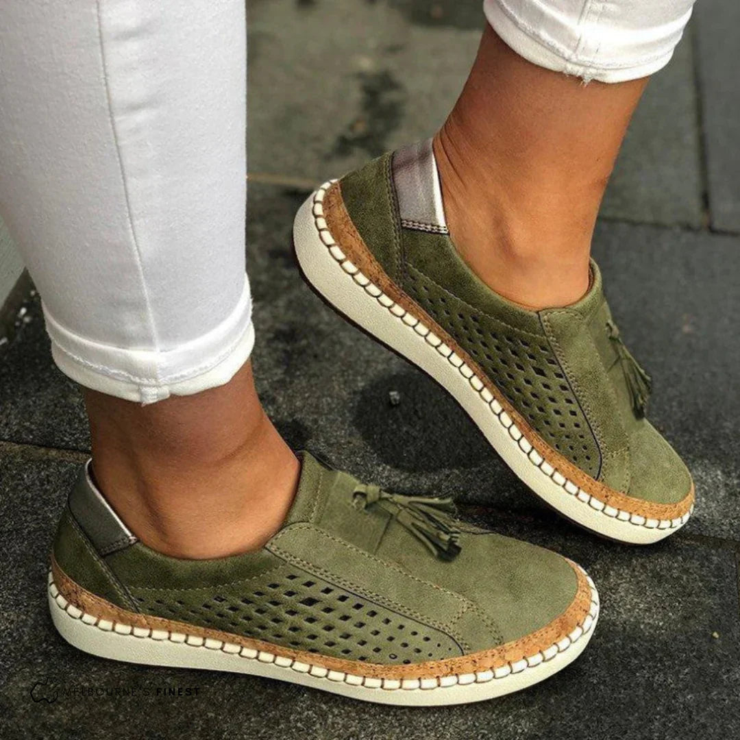 Women's Slip-On Sneakers - Stylish White Sneakers for Comfort and Support 0