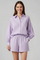 Women’s Striped Two Piece Set with Button Shirt and Elastic Waist Shorts 0