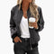 Women's Stylish Bomber Jacket with Functional Pockets and Zip Closure for Versatile Casual Wear 3