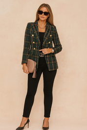 Women's Stylish Checked Jacket Tailored Fit High-Quality Fabric 0