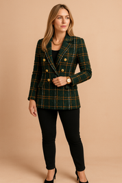 Women's Stylish Checked Jacket Tailored Fit High-Quality Fabric 1