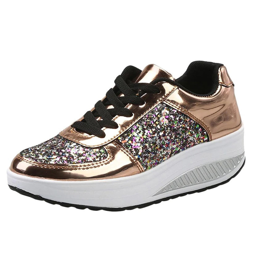 Women's Stylish Glitter Platform Sneakers Comfortable Casual Footwear 1