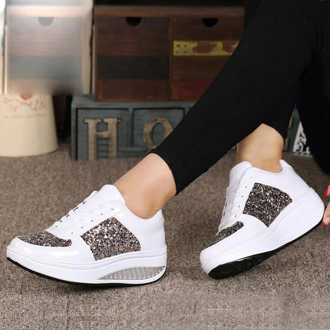 Women's Stylish Glitter Platform Sneakers Comfortable Casual Footwear 2