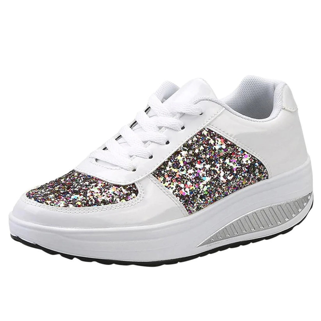Women's Stylish Glitter Platform Sneakers Comfortable Casual Footwear 3