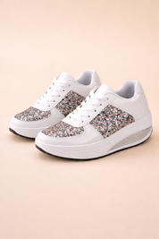 Women's Stylish Glitter Platform Sneakers Comfortable Casual Footwear 3