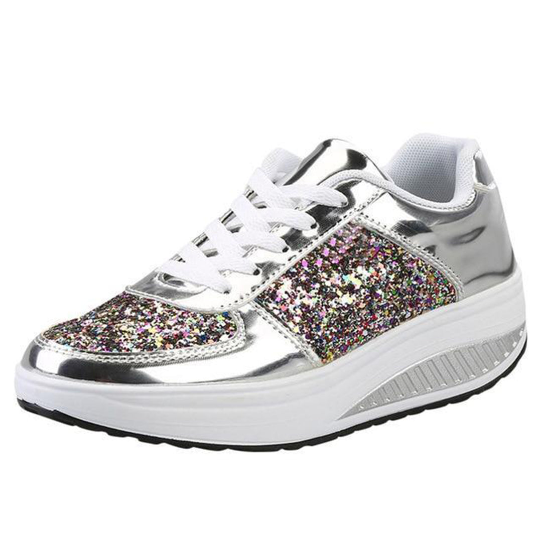 Women's Stylish Glitter Platform Sneakers Comfortable Casual Footwear 5