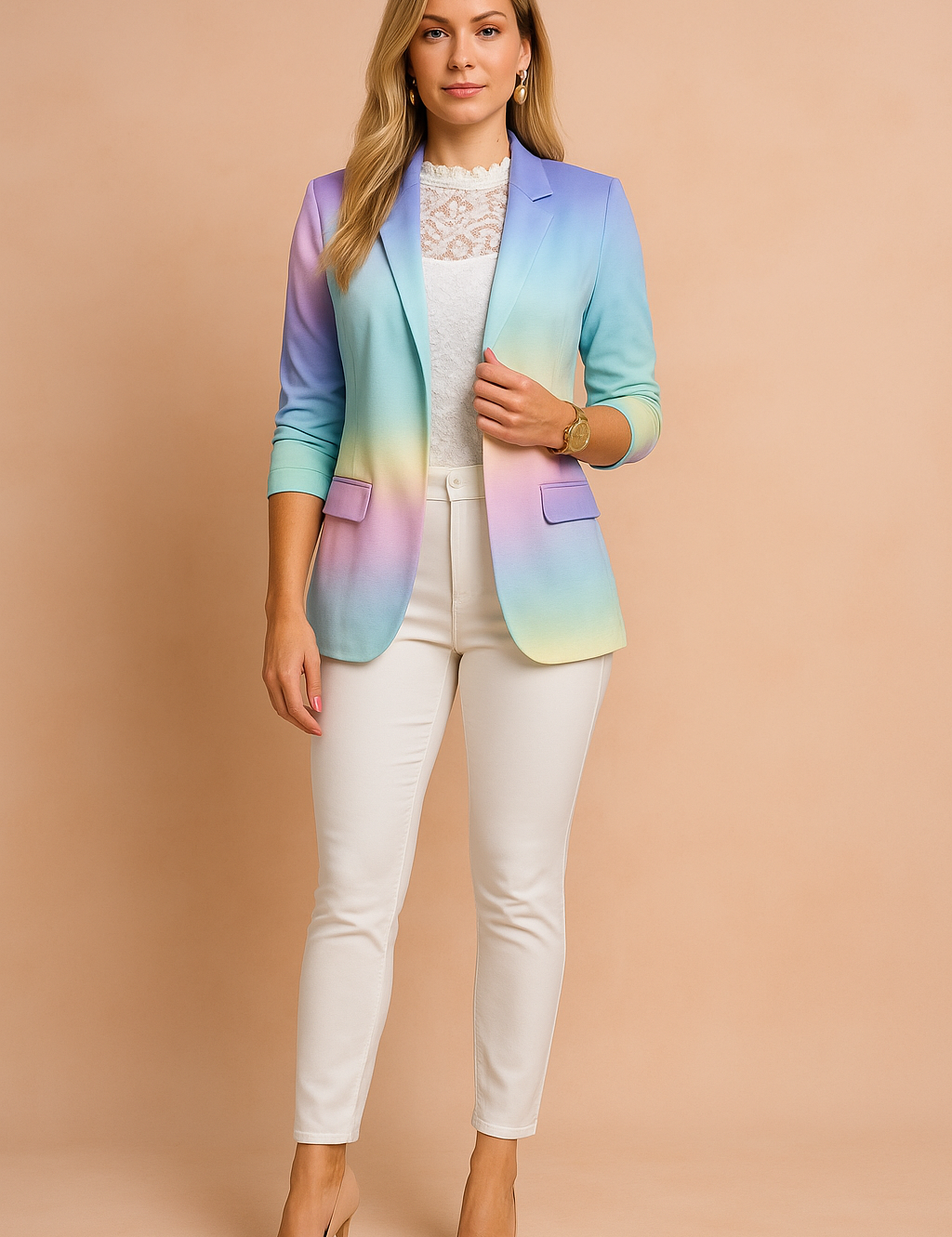 Women's Stylish Jacket with Shawl Collar Lightweight High-Quality Fabric 8